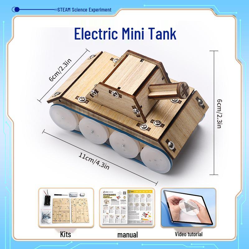 DIY Electric Toy Tank Science Kit for Kids - Wooden Physics Project for STEM Education