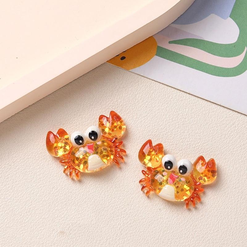2/6Pcs Resin Sea Animal Figurines Flatback Resin Sea Creature Miniature Ornament for Art Craft Scrapbooking Decoration