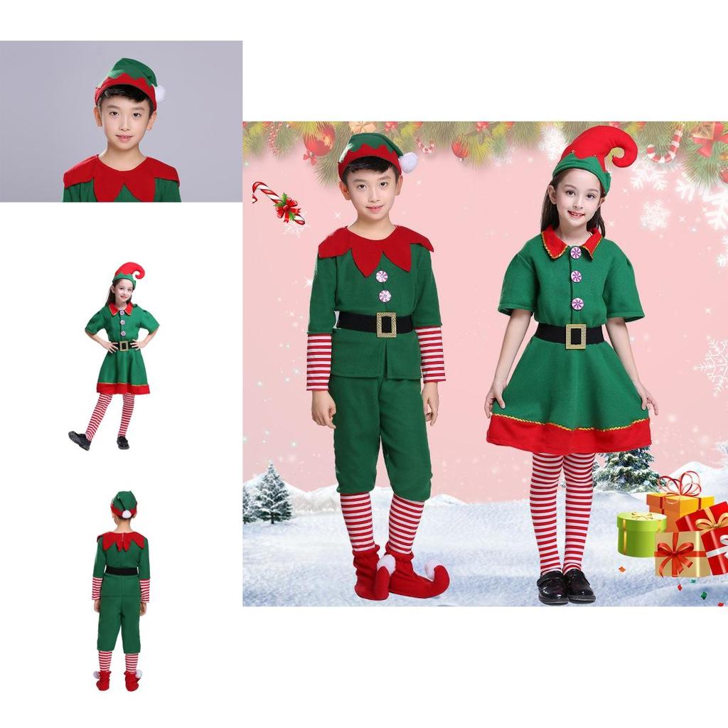 Délicieux Costume de Cosplay d'Elfe de Noël Tenue de Couple Pour Fête Costumée de Noël Jeu de Rôle