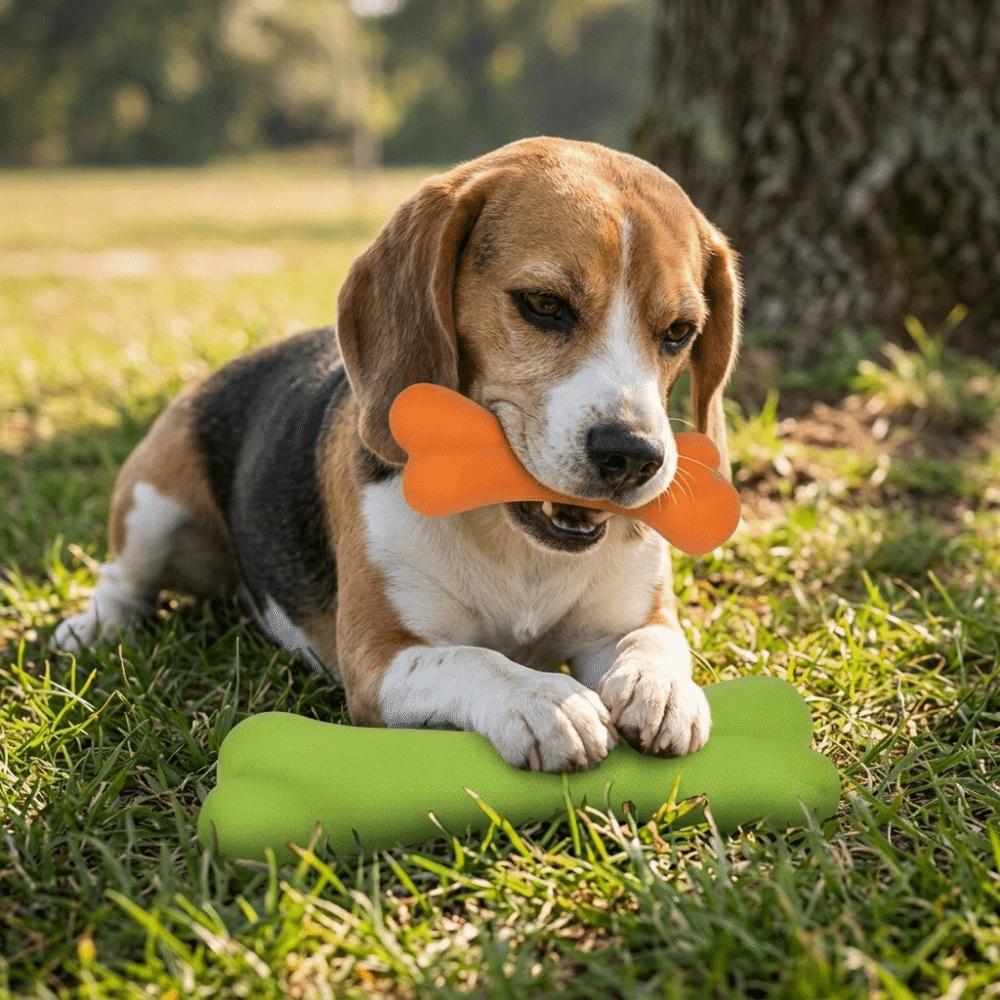 Solid Rubber Texture Bone Dog Toy Bone Shaped Puppy Molar Toy Puppy Teething Care