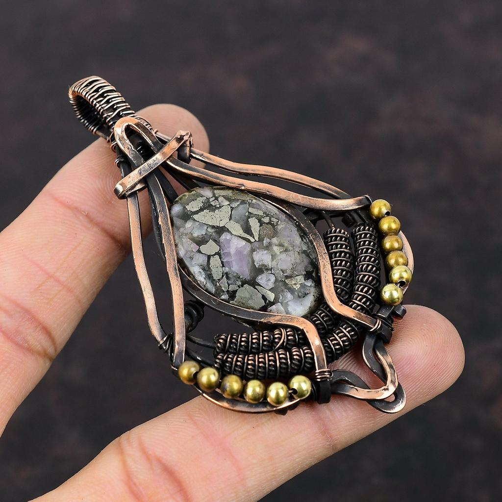 Copper Pink Opal Gemstone Pendant Copper Wire Wrapped Pendant Handmade Brand New Pendant Copper Wire Wrap Jewelry Women Pendant Gift For Mom