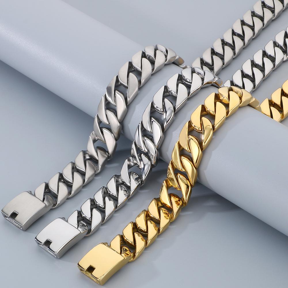 Pánský náhrdelník z nerezové oceli s kubánským článkovým řetízkem Hip Hop 20 mm šířka lanový choker pro muže Punk Rock Gotický Streetwear Šperk Dárek