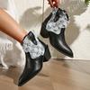 Mode 2024 Neue Mode High Heels Westernstiefel Cowgirl Cowboy Kurze Stiefel Damen Winter Damenschuhe