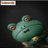 Color Blue Stone Cute Big-eyed Frog Incense Holder Water Fountain Decoration Incense Burners Meditation Censer Buddhism Ornament