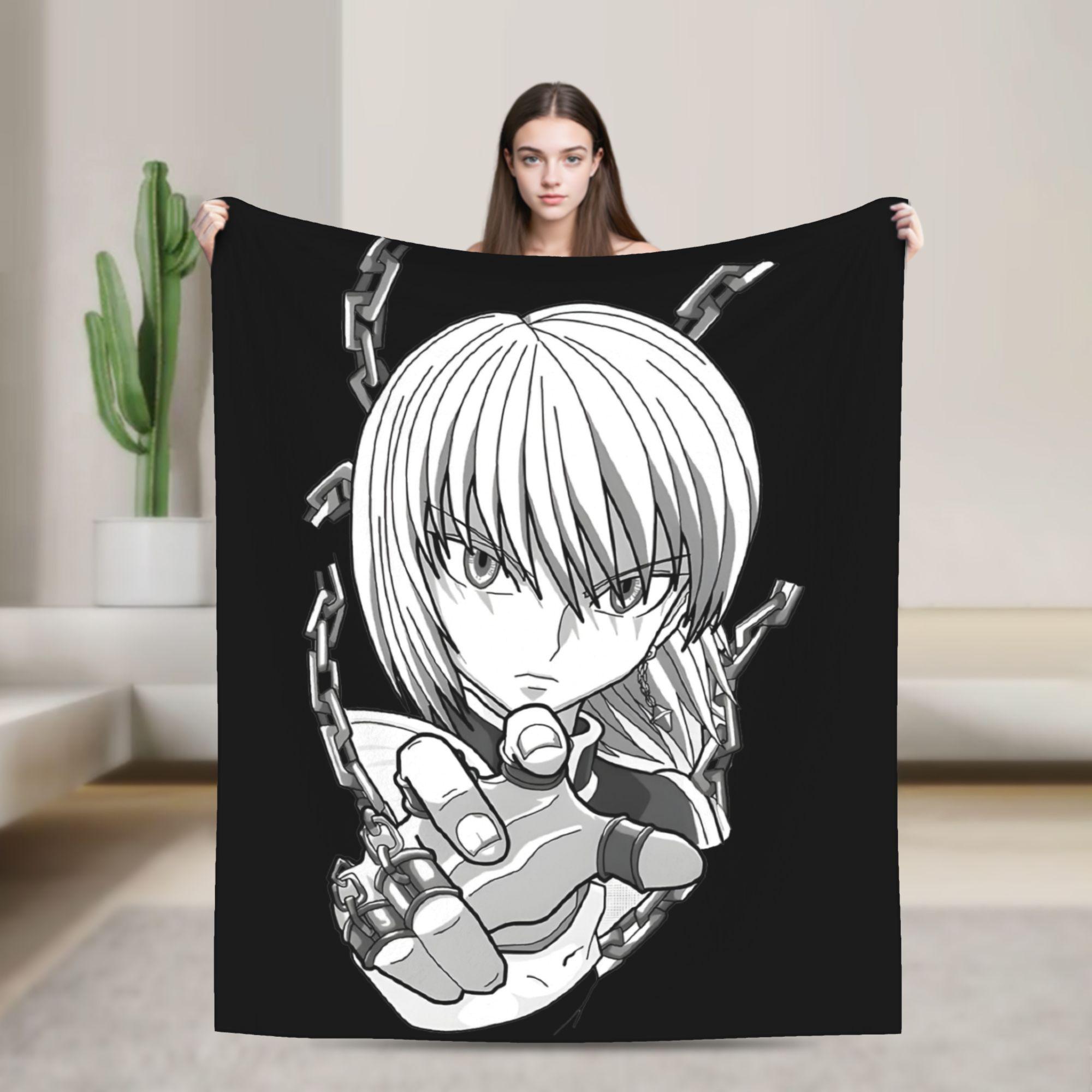 The Chain Of Vengeance Kurapika Hxh Anime Blanket Fleece Print Portable Ultra-Soft Throw Blanket for Bed Couch Plush Thin Quilt 75X95CM