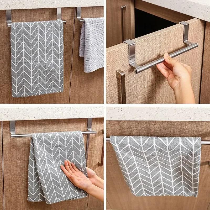 Towel Bar Stainless Steel Towel Bar Cabinet Door Napkin Hanging Bar Stainless Steel Bathroom Kitchen Cabinet Door Wipe Home Rack