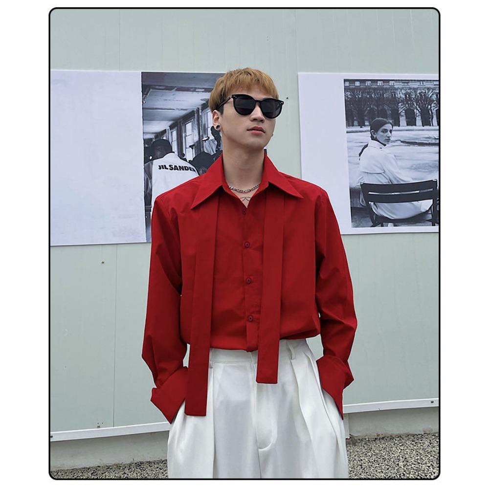 Pánská košile s dlouhým rukávem v korejském volném stylu, s malým voňavým sáčkem, sako ve stylu Hongkongu, módní košile