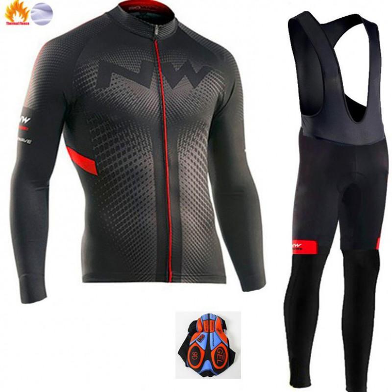 Winter Thermal Cycling Jersey Long Sleeve Fleece Lined Windproof Bike Men Women