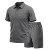 Men's Summer Jacquard Polo Shirt and Shorts Set Casual Loose Fit Lapel Collar 2-Piece Outfit
