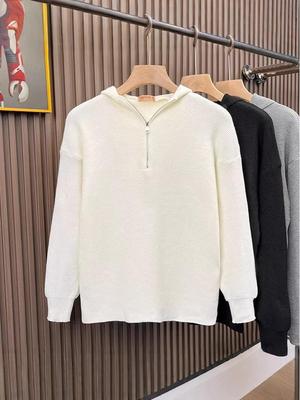 Herren Harajuku Künstlerischer Halb-Reißverschluss Hoodie - Winter Locker Gestrickt