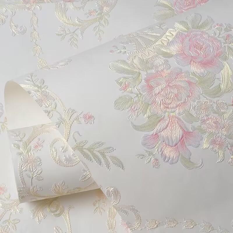 Self-adhesive Wallpaper 3D Three-dimensional European Non-woven Wallpaper Fine Pressure Thickened Bedroom Living Room Background Wall Sticker Warm