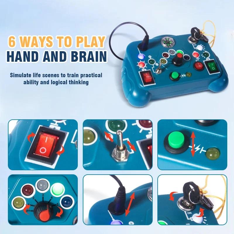 Kids Handheld Switch Socket Led Lights Button Toys Montessori Busy Board Analog Circuit Board Education Cognitive Baby Game Gift