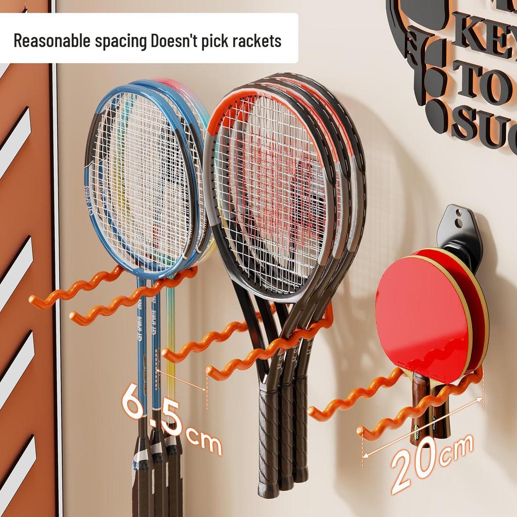 Scaffale da parete e portaoggetti per racchette da badminton e tennis (Senza fori)