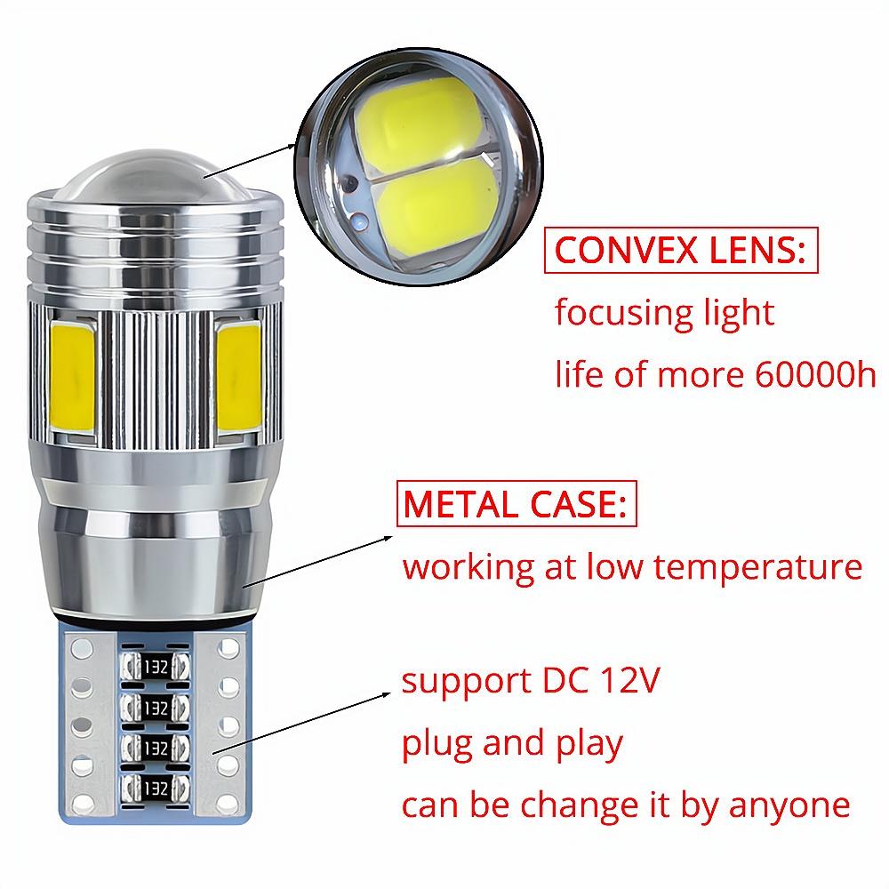 2X Multiple Color Car T10 5630 6SMD Canbus 194 W5W Auto Turn Signal Side Lamp License Plate Trunk Parking LED Dome Reading Light
