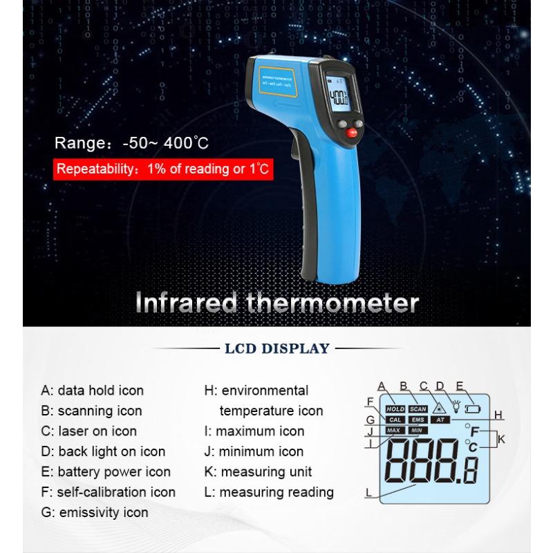 GM321 High-precision Industrial Object Surface Infrared Thermometer Portable Temperature Gun for Cooking, Pizza Oven