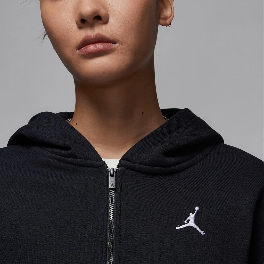 (WMNS) Air Jordan Brooklyn Fleece Full Zip Hoodie Asia Sizing 'Black' Women's FV7168-010