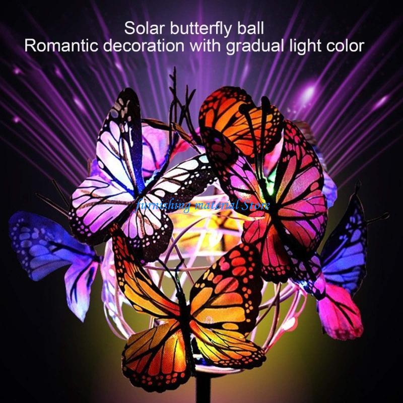 Y5GD Outdoor Solar Pathway Lights Butterfly Balls Decorative Light Solar Garden Light