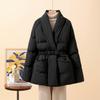 Winter new down jacket women's medium and long fashion niche belt waist personalized loose coat
