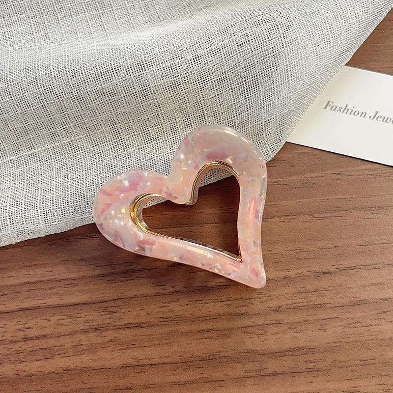 1pc Cute Heart Shaped Hair Claw Clips Colorful Acrylic with Gold Accents Multiple Pretty Hues Perfect for Sweet Y2K Hairstyles