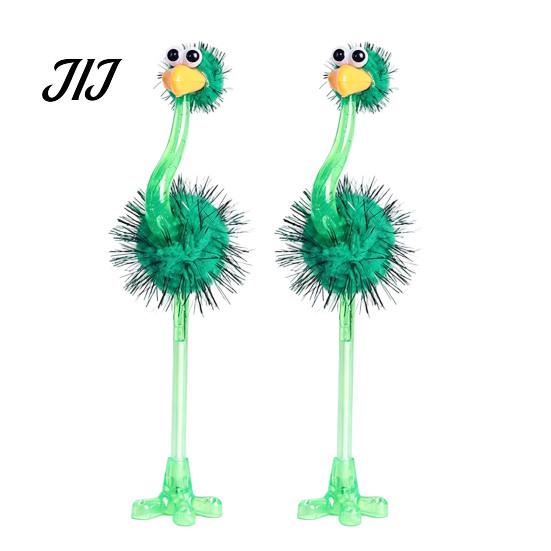 Cute Desk Decoration Pens Cartoon Ostrich Plastic Ballpoint Pens, Funny Freestanding Pen, 0.5mm Pen Tip, Plush Fluffy Ball Furry Writing for Students
