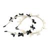 Headwear Bow Headband Ins Pearl Hair Hoop Sweet Pearl Hair Band  High Head Top