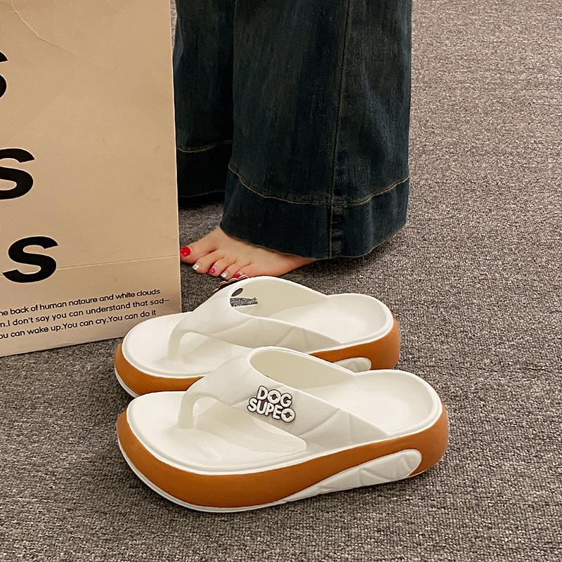 CRLAYDK Mode Sandalen für Damen Bequeme Sommer Flip Flops Lässige Walking Strandschuhe Damen Leichte Plateau Hausschuhe