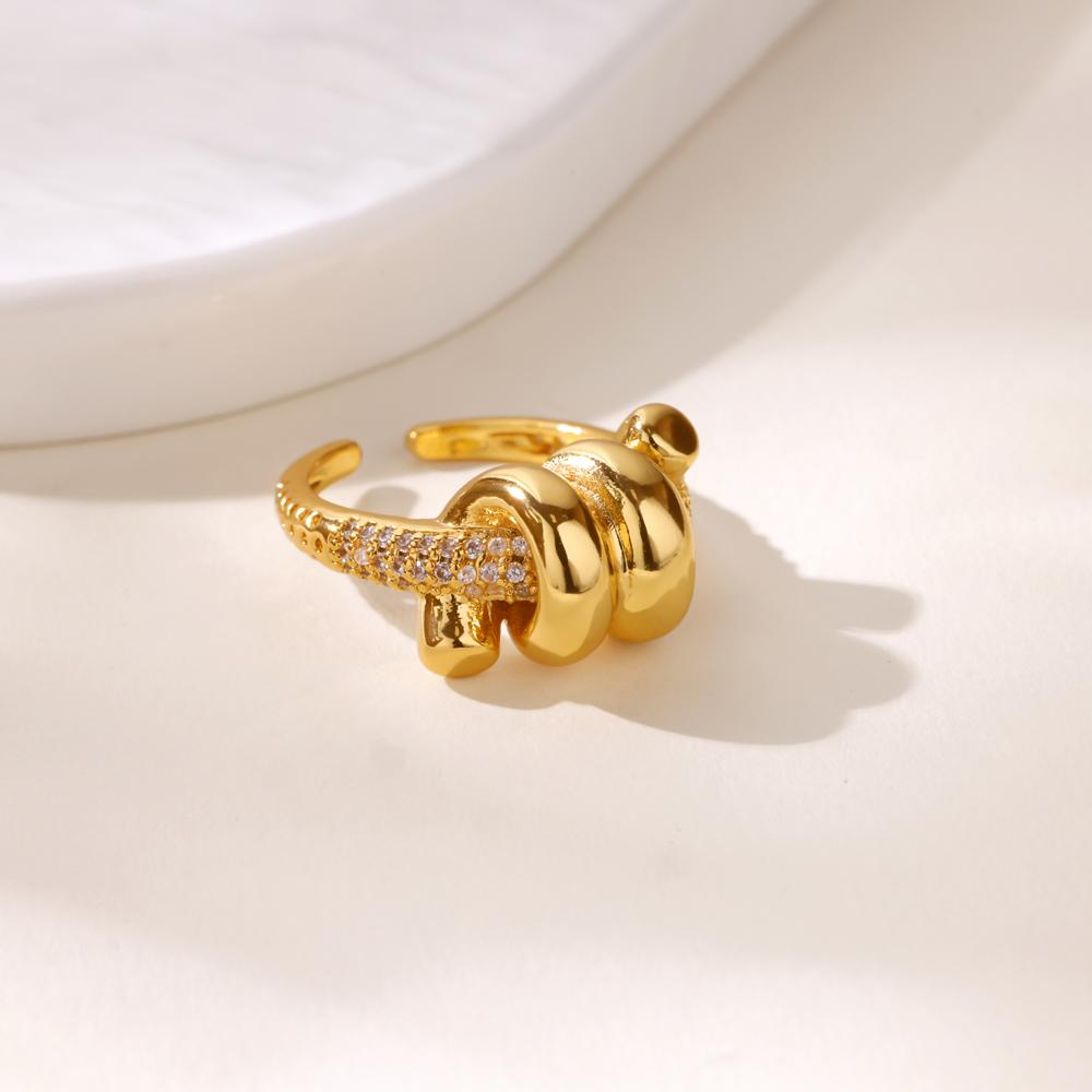 Stainless Steel Twsit Knot Rings For Women Gold Color Zircon Geometric Finger Rings Aesthetic Wedding Punk Jewelry Gift