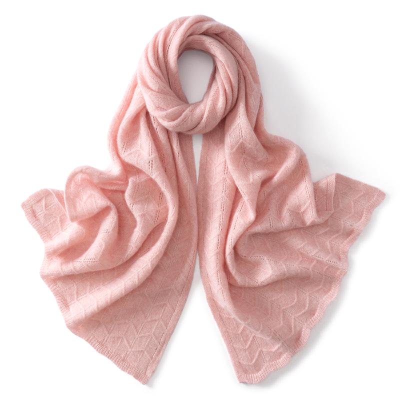 Women's 100% Cashmere Scarf - Casual, Versatile Solid Color Knit for Autumn & Winter
