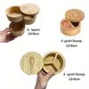 Eco-friendly Kitchen Products Bamboo Wood Triple Salt Spices Storage Container Box with Magnetic Swivel Lids