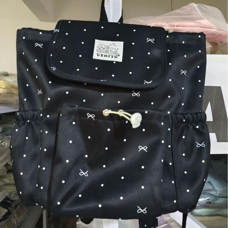 Bow polka dot strap backpack female college style college student commuting schoolbag niche leisure travel small backpack
