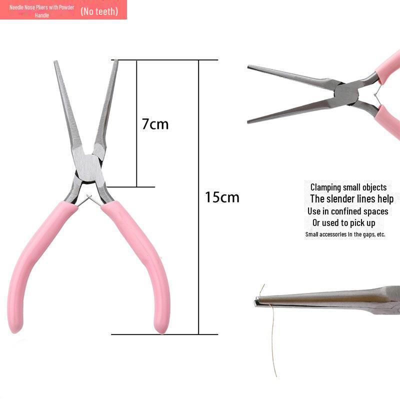 "Handmade Pink Needle-Nose Pliers: Multi-Function Jewelry Tool for Beading and Winding"