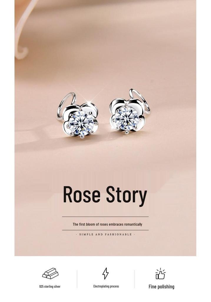S925 Sterling Silver Rose Stud Earrings for Girls - 2025 Niche Design, Exquisite and Versatile Gift for Girlfriend.