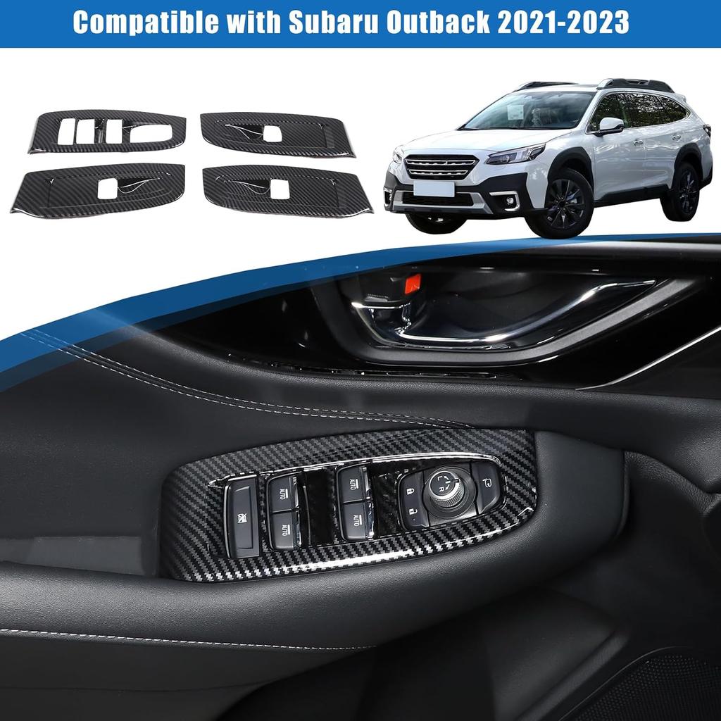 HAPPYHORSE Window Lift Switch Panel Frame Cover Trim Subaru Outback 2021-2023 Car Door Window Glasses Lifter Button Decoration Accessories (Carbon