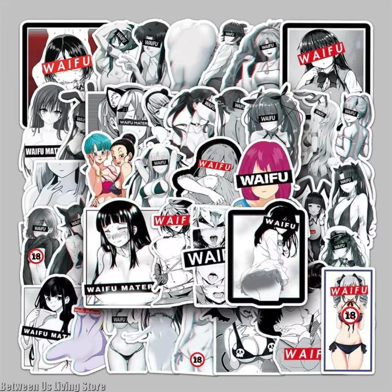 50Pcs Kawaii Cartoon Sexy Girl Graffiti Sticker Cute Anime Girls Waterproof Cup Decals Laptop Phone Luggage Adult Stickers