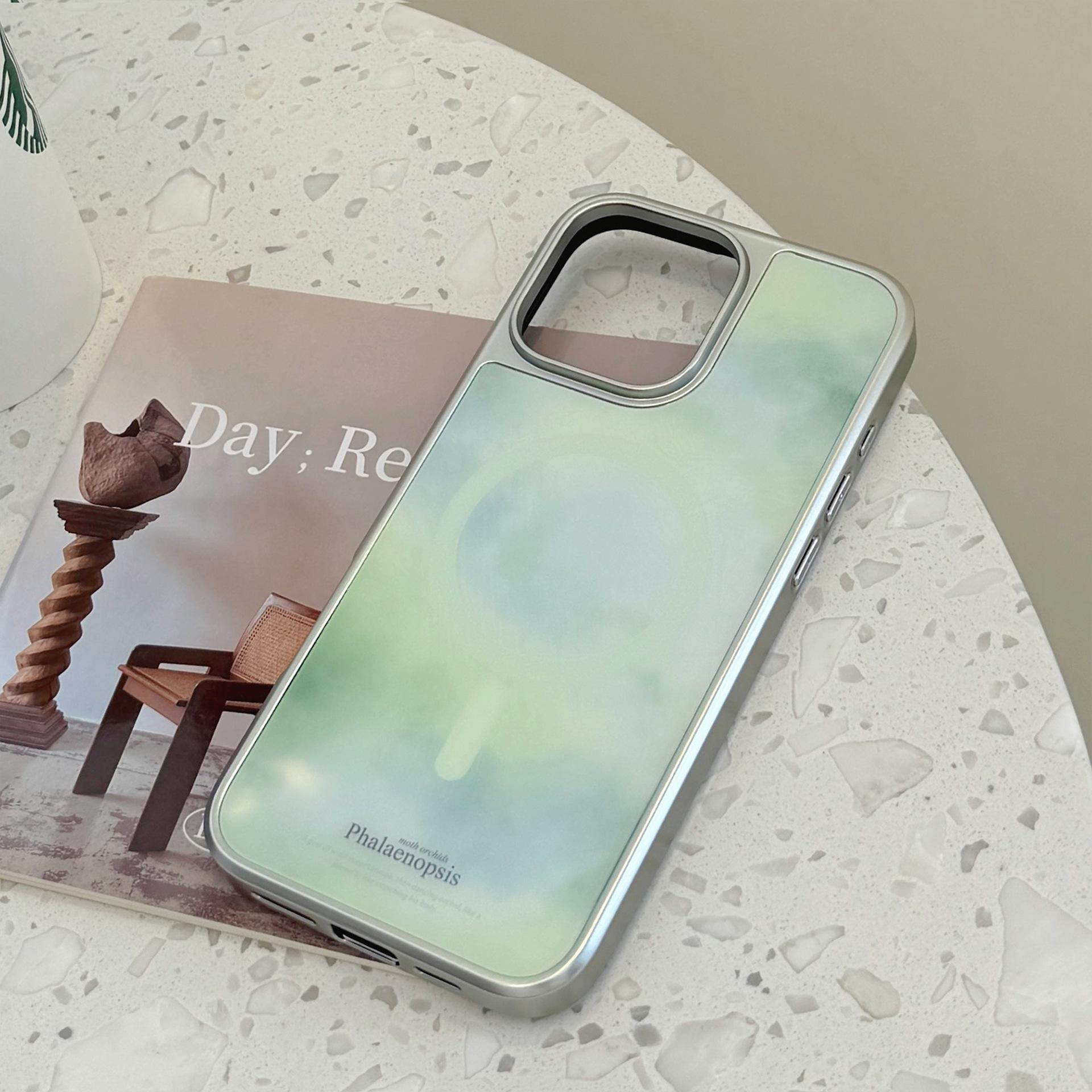 

Fresh Green Marble Pattern for Apple 15 Promax Mobile Phone Case for IPhone 16 Electroplated Magnetic Stand 13 Hard For HUAWEI P70Pro