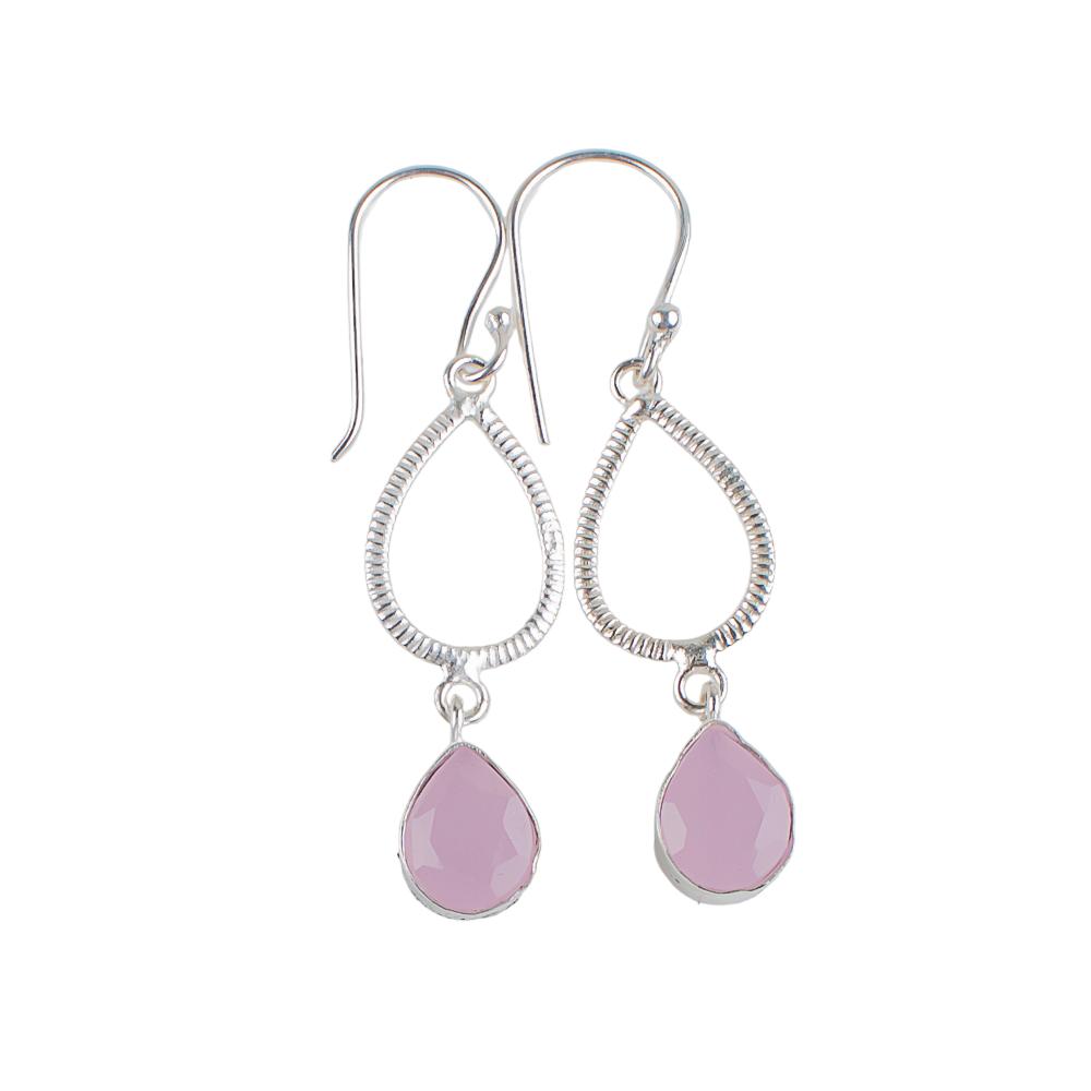 Rosenchalcedon Edelstein 925 Sterlingsilber Schmuck Handgefertigte Ohrringe 1,90" EE-16-14