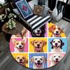 Happy Dog Round Area Rug,Carpet Rug for Living Room Bedroom Sofa Playroom Decor,Non-slip Floor Mat