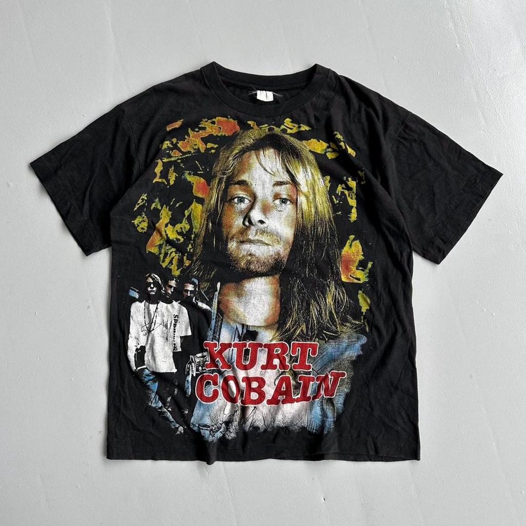 Black Nirvana Kurt Cobain Homage Rare Vintage 90's Band T-shirt - Large