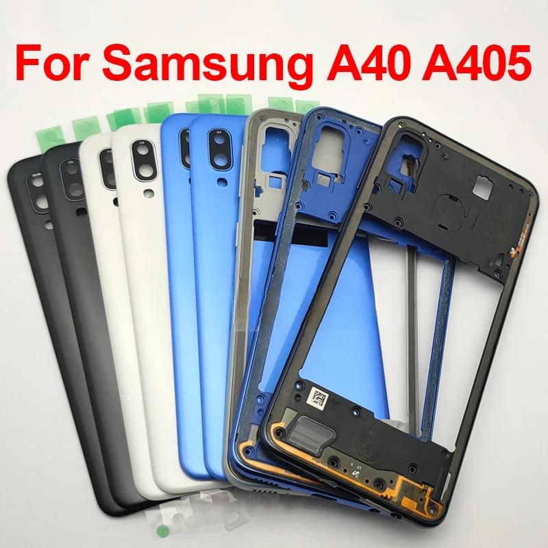 phone housing For Samsung Galaxy A40 2019 A405 SM-A405F A405DS Housing Middle Frame Back Rear  Cover Camera Lens Parts
