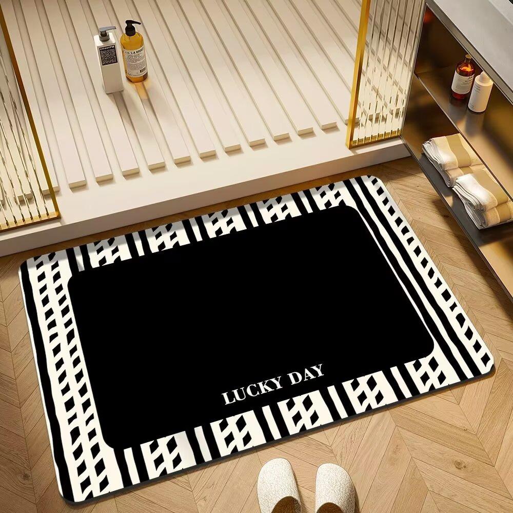 Europe Style Simple Black White Carpet Living Room Sofa Bedroom Study Kitchen Entrance Door Rug Non-Slip Light Luxury Decor Mat