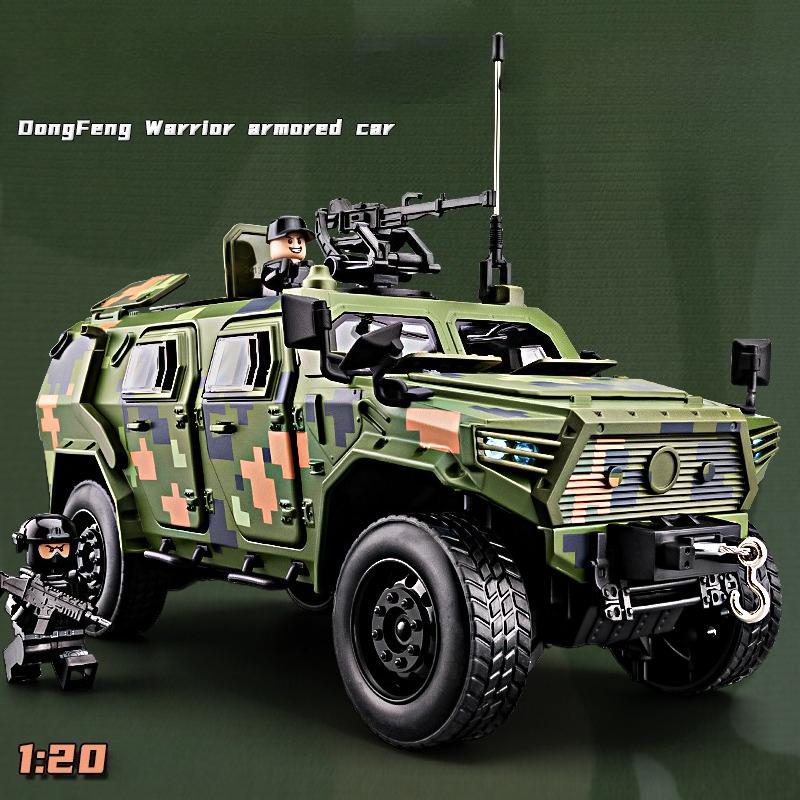 1:20 Dongfeng MS Off-road Armored Vehicle Model Sound Light Pull Back Simulation Alloy Military Model Car Diecast Toy Boy Gift