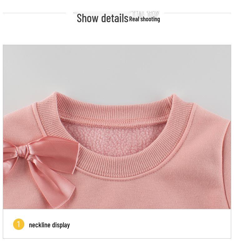 Girls' Korean Style Fleece Sweatshirt - Autumn 2024 Children's Pullover