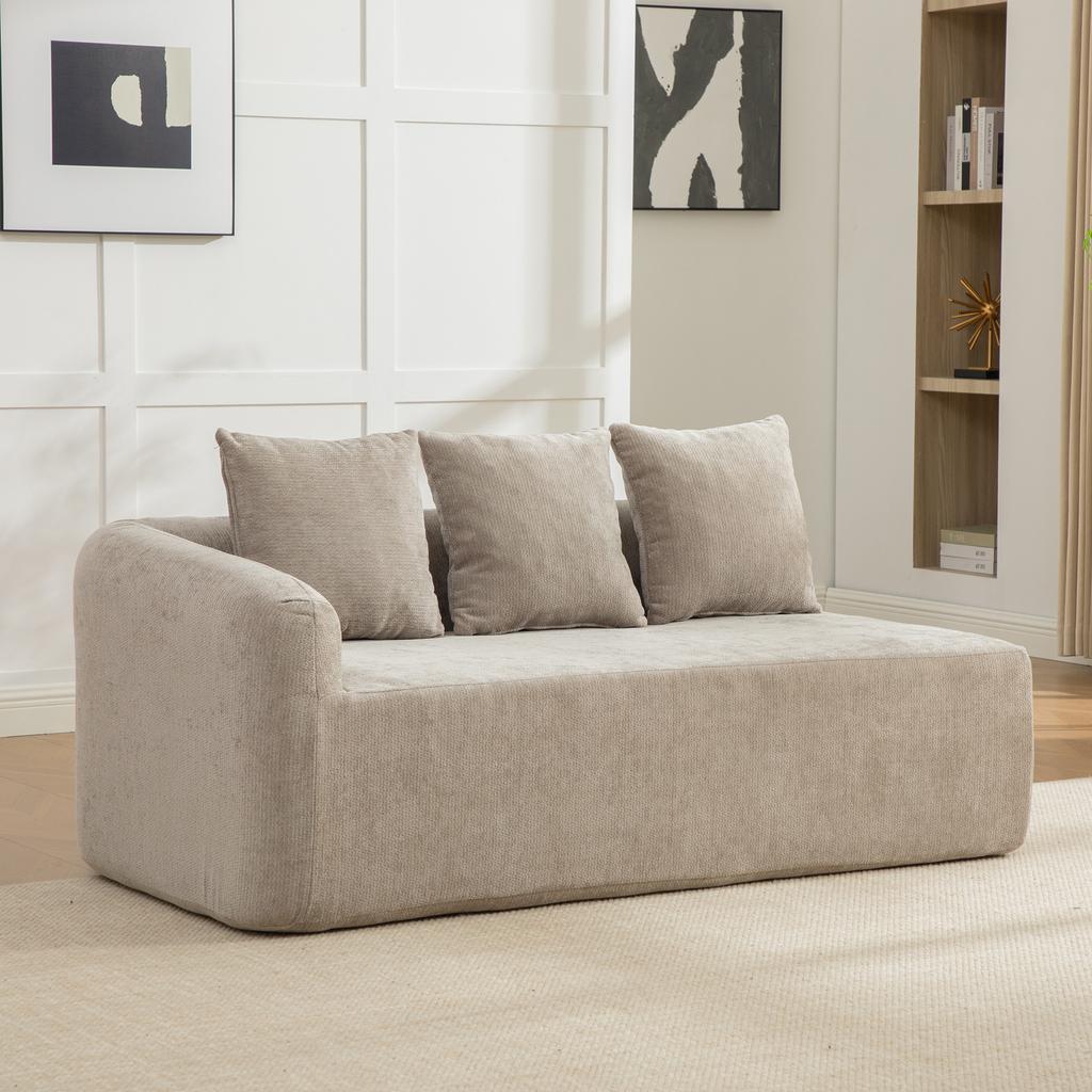 Modular Compression Sofa Made of Chenille Fabric, Filled with 30D High-elastic Foam. Easy To Move and with Non-slip Floor, Ideal for Living room.Gray