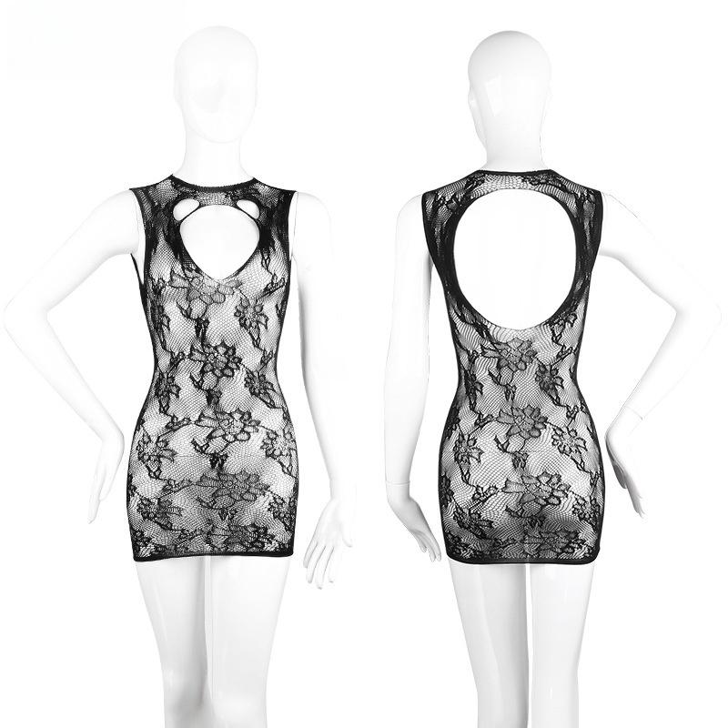 Fishnet Bodysuit Women See Through Crotchless Lingerie Mesh Thigh High Elastic Transparent Female Jumpsuit Open Crotch Lace Sexy
