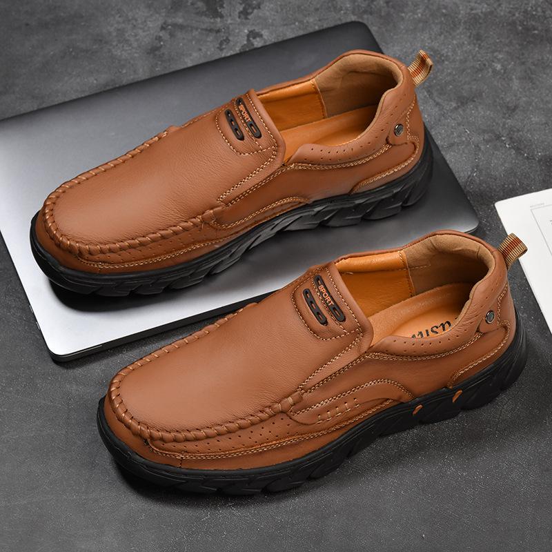 Men s Soft Sole Leather Driving Shoes - Casual Cowhide Dad Style 40