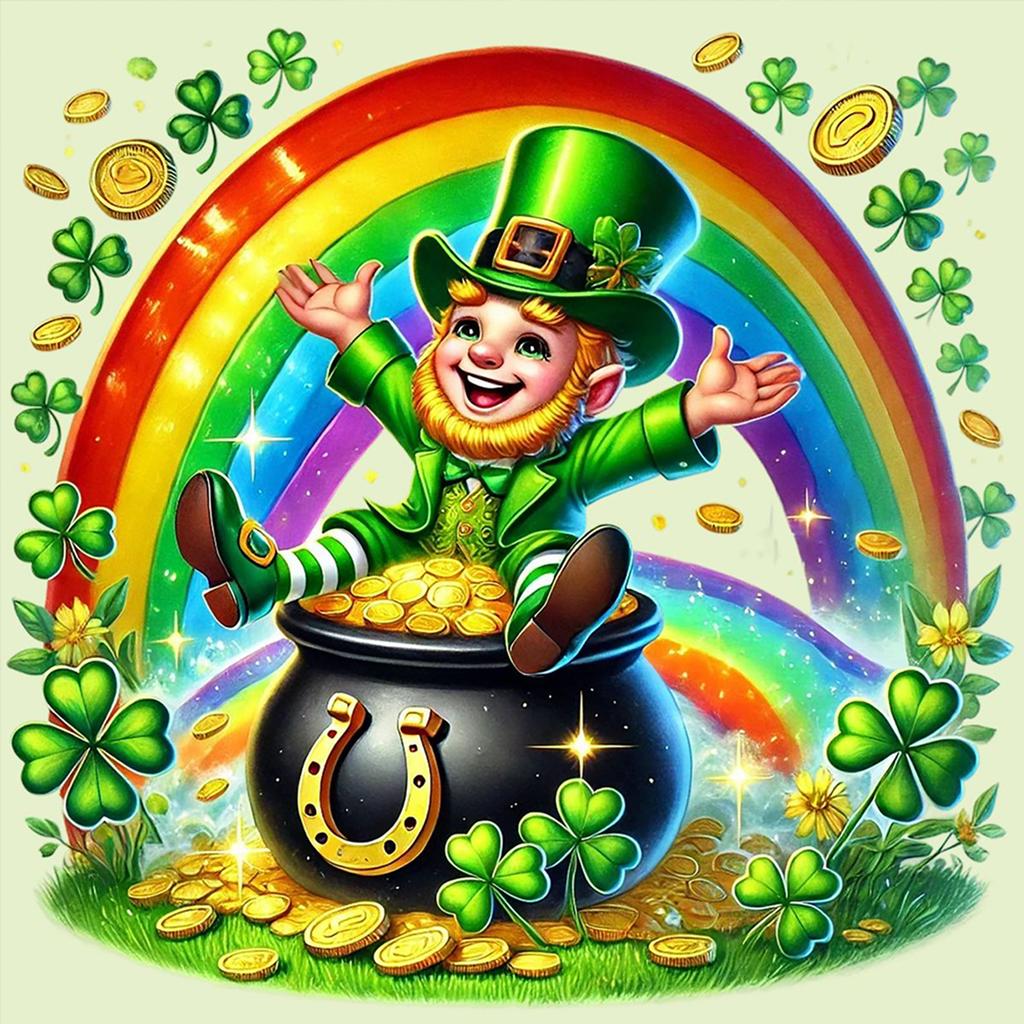St Patricks Day Full DIY 5D Round Drill Diamond Painting Gem Art for Adults/Beginners Gift Idea Home Wall Decor 15.75x15.75in