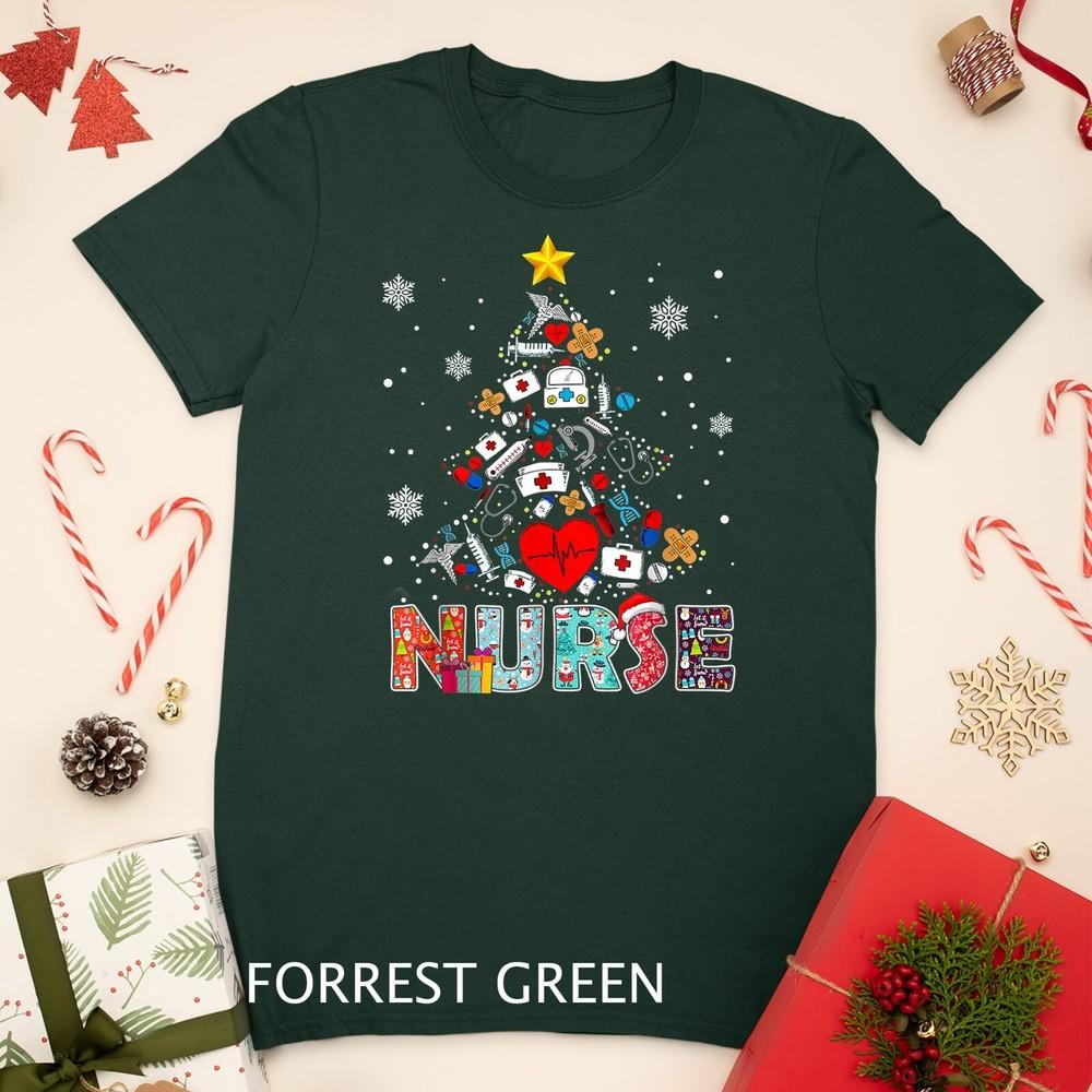 

Nurse Christmas Tree Stethoscope RN LPN Scrub Nursing Xmas Unisex T-shirt S