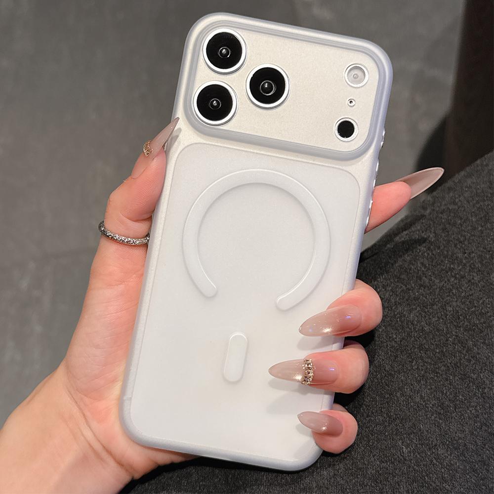 

Titanium Gray ultra-thin magneti charging phone case for iPhone 17 16 15 14 13 12 11 Pro Max Air fine hole matte soft back cover iPhone 14