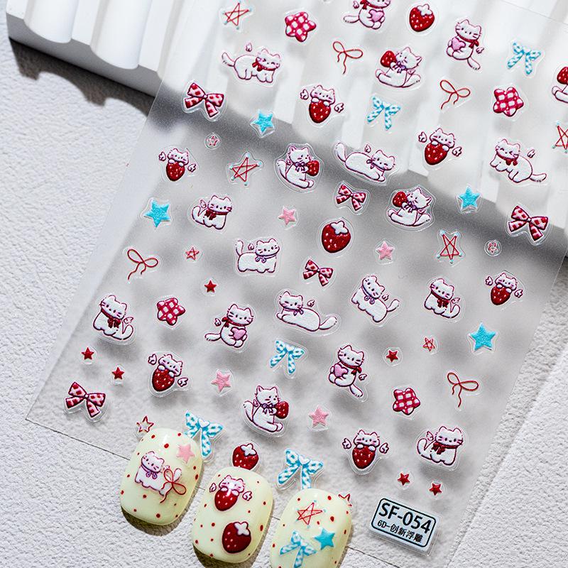 SKY 3D Cartoon Cat & Star Bowknot Nail Art Stickers