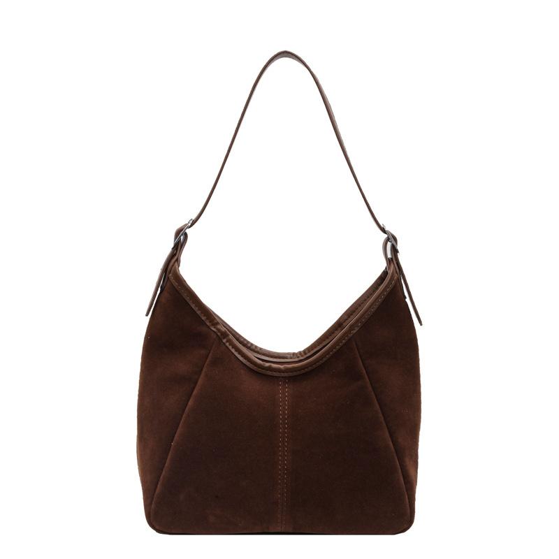 Semišová taška přes rameno pro ženy Vintage Jednobarevné Jednoduché Velkokapacitní Kabelky Podzim Zima Neformální nákupy Crossbody kabelky